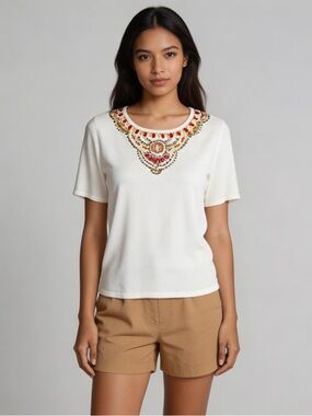 ALFRED DUNNER | Beaded Tee Sz LP